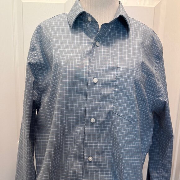 Banana Republic Men's Long Sleeve Dress Shirt, Size L, Blue w/ Black & White - Picture 1 of 6